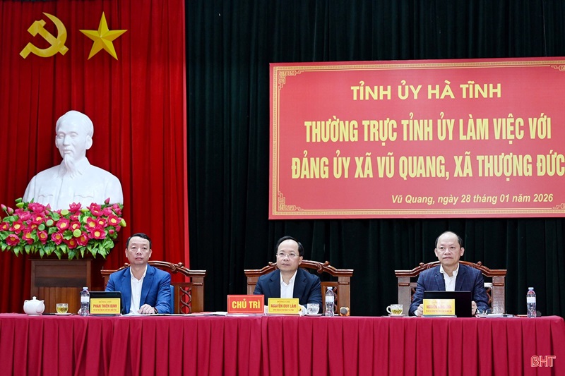Thường trực Tỉnh ủy làm việc với Đảng ủy các xã Vũ Quang và Thượng Đức (Hà Tĩnh)
