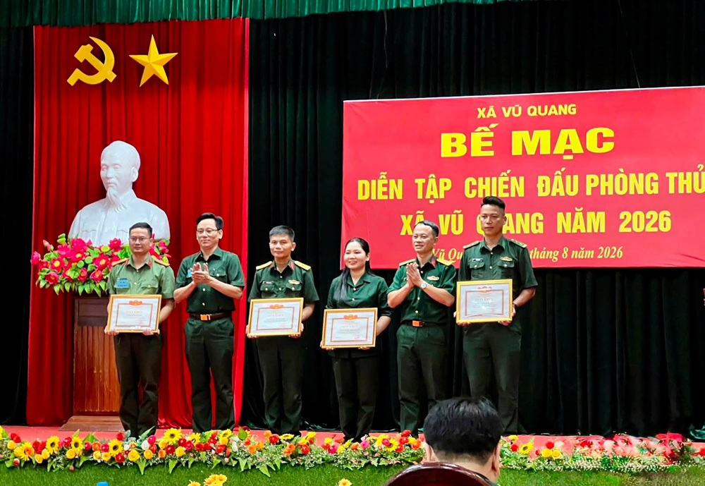 Xã Vũ Quang hoàn thành xuất sắc diễn tập chiến đấu phòng thủ năm 2026
