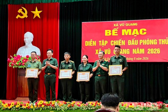 Xã Vũ Quang hoàn thành xuất sắc diễn tập chiến đấu phòng thủ năm 2026 