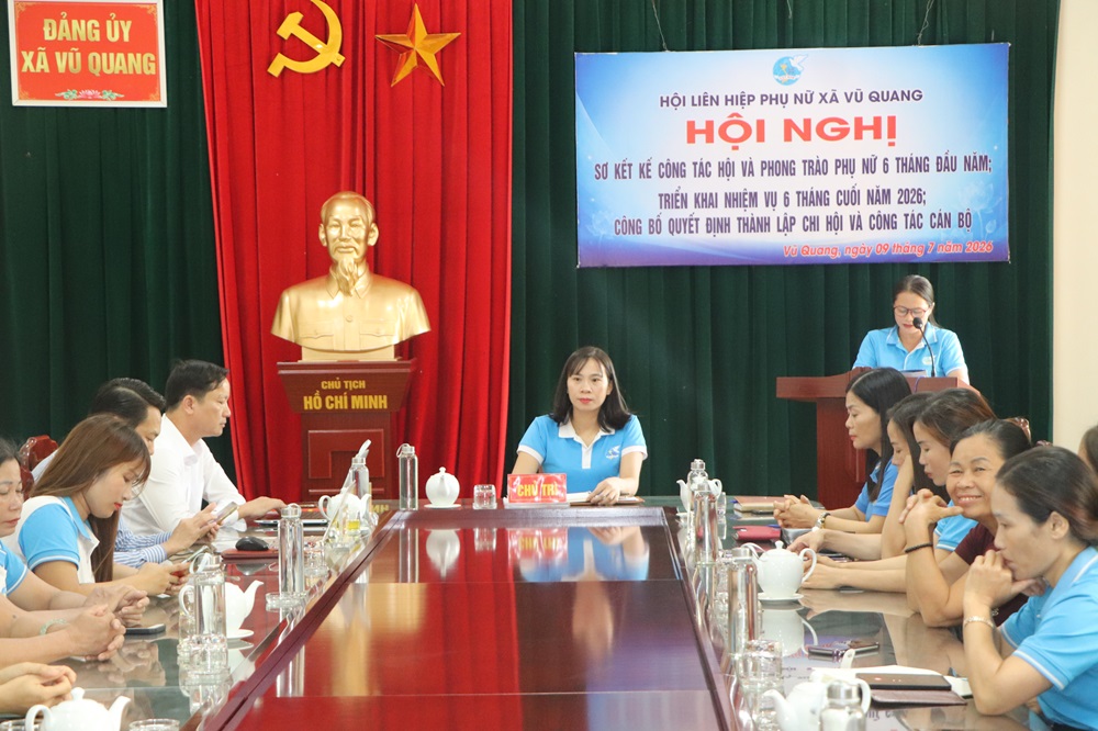 Hội Liên hiệp Phụ nữ xã Vũ Quang tổ chức Hội nghị sơ kết công tác Hội 6 tháng đầu năm 2026. 