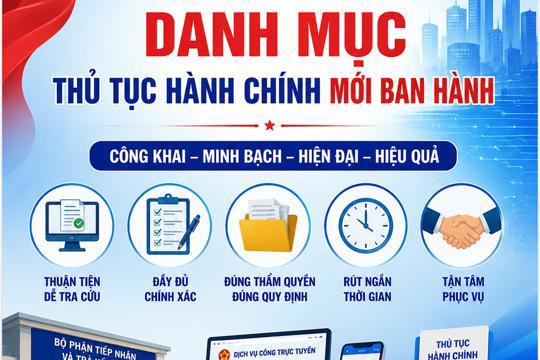 Công bố các Danh mục thủ tục hành chính mới do UBND tỉnh ban hành và các thủ tục Hành chính đã cập nhật vào cơ sở dữ liệu Quốc gia. 