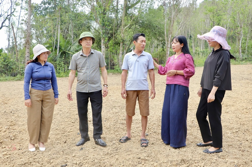 Lãnh đạo xã kiểm tra tiến độ triển khai mô hình trồng cây gấc trên địa bàn